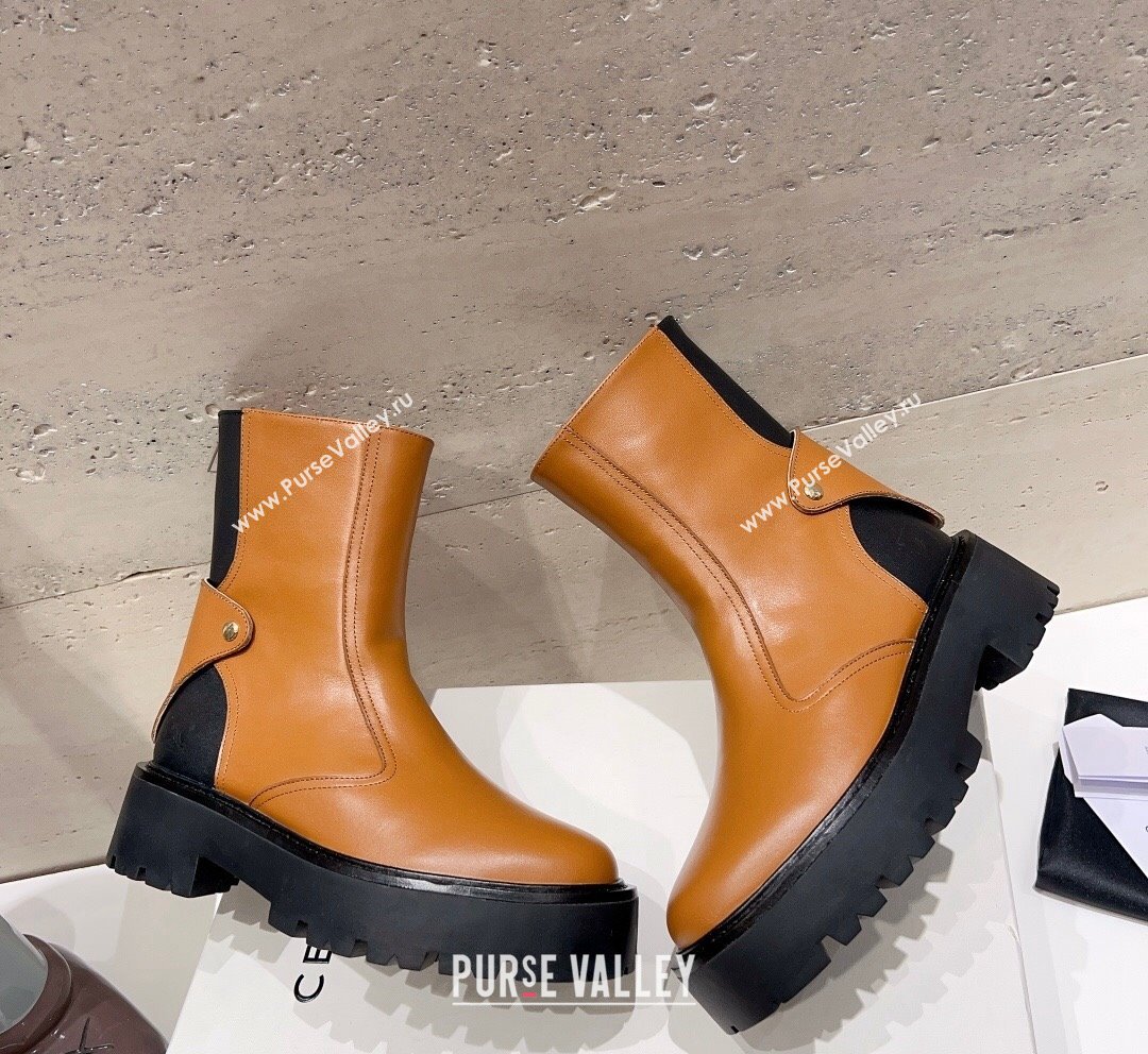 Celine Bulky Ankle Boots with Back Zip and Triomphe in Calfskin Brown 2023 (SS-231013127)