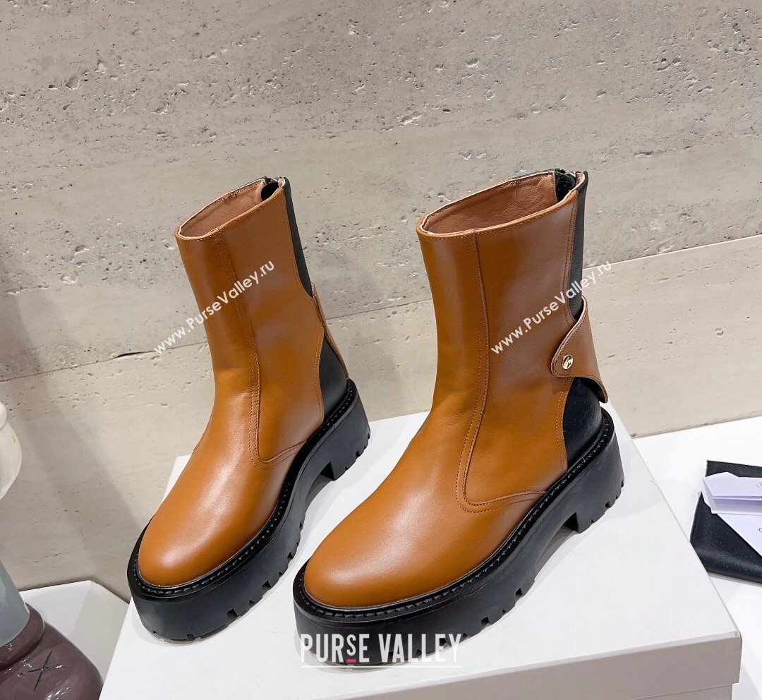 Celine Bulky Ankle Boots with Back Zip and Triomphe in Calfskin Brown 2023 (SS-231013127)