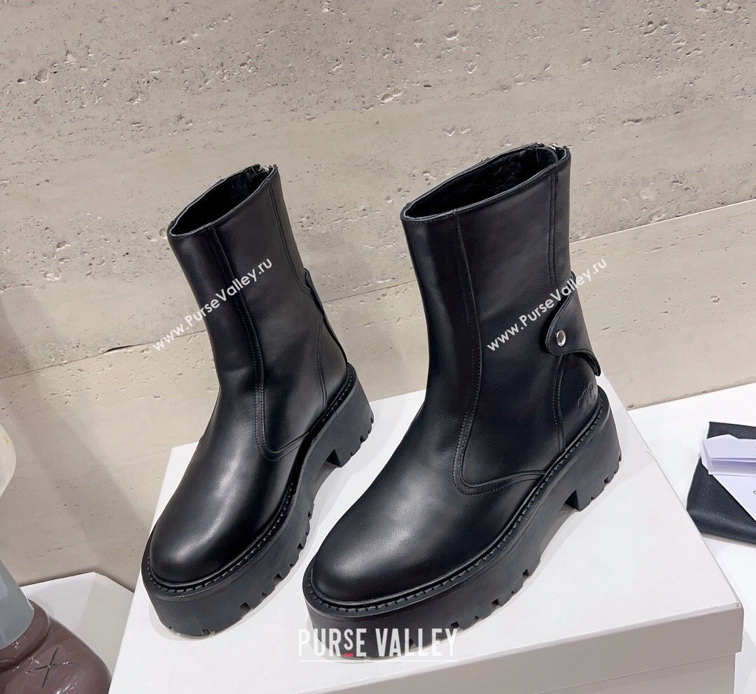 Celine Bulky Ankle Boots with Back Zip and Triomphe in Calfskin Black 2023 (SS-231013128)