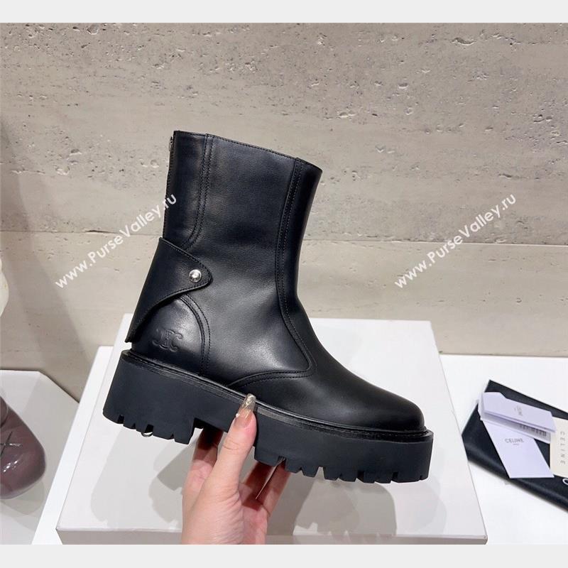 Celine Bulky Ankle Boots with Back Zip and Triomphe in Calfskin Black 2023 (SS-231013128)