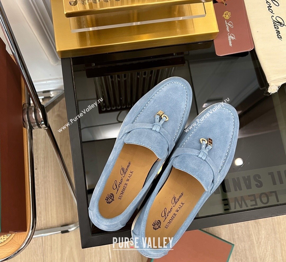 LP Summer Charms Walk Suede Loafers Light Blue 2023 LP1016 (KL-231016044)