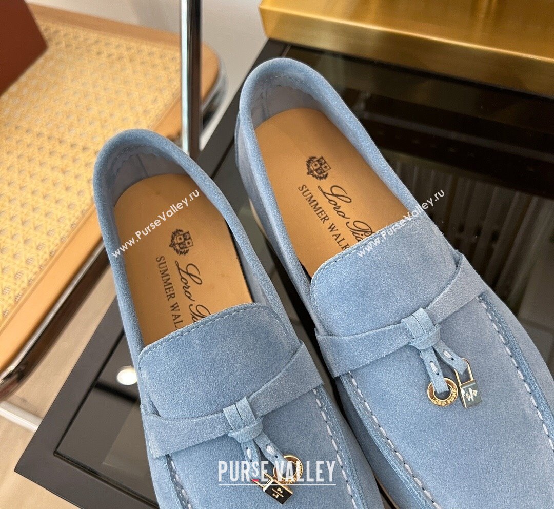 LP Summer Charms Walk Suede Loafers Light Blue 2023 LP1016 (KL-231016044)