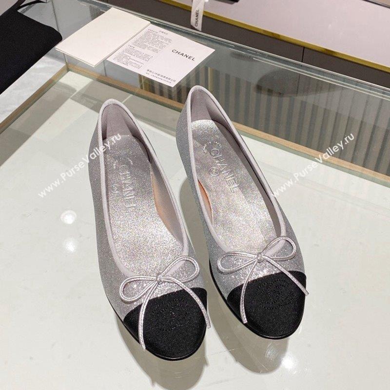 Chanel Classic Glitter Ballet Flat Silver 2023 CH10141 (MD-231014050)