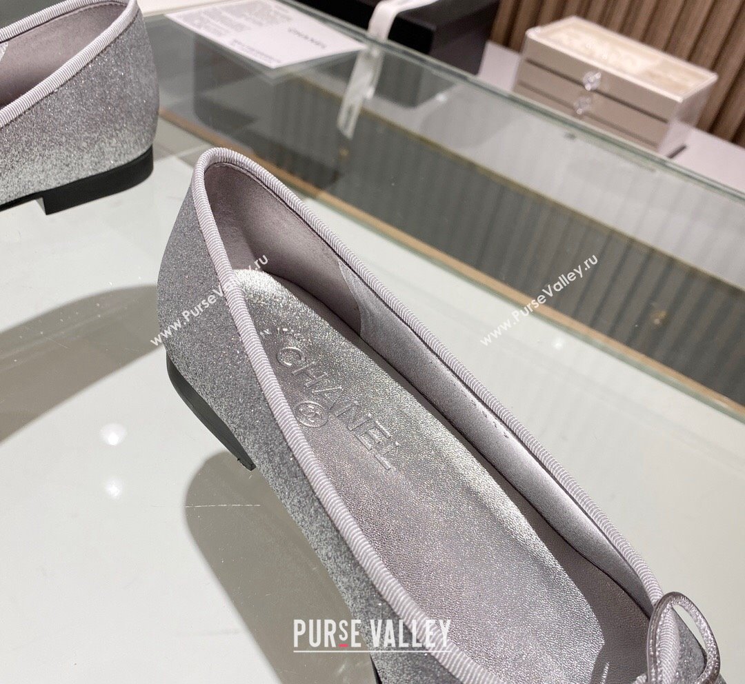 Chanel Classic Glitter Ballet Flat Silver 2023 CH10141 (MD-231014050)