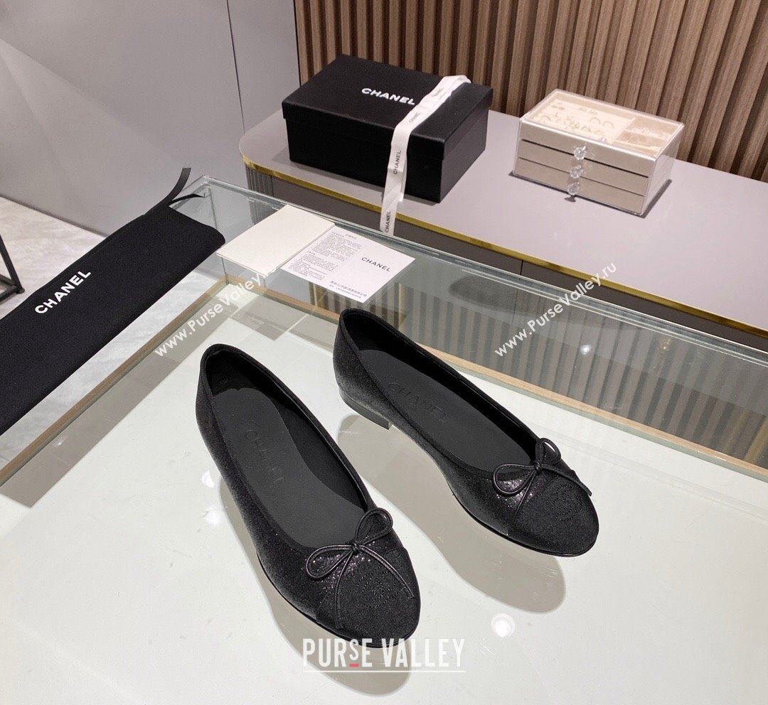 Chanel Classic Glitter Ballet Flat Black 2023 CH10141 (MD-231014051)