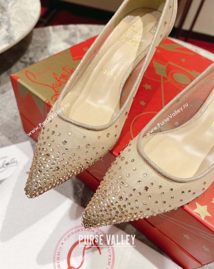 Christian Louboutin Follies Strass Heel Pumps 6.5cm in Mesh and Crystals 2023 (MD-231014003)