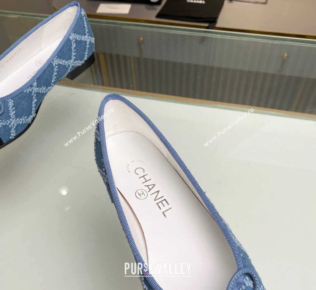 Chanel Quilted Denim Classic Ballet Flat Light Blue 2023 CH10141 (MD-231014053)