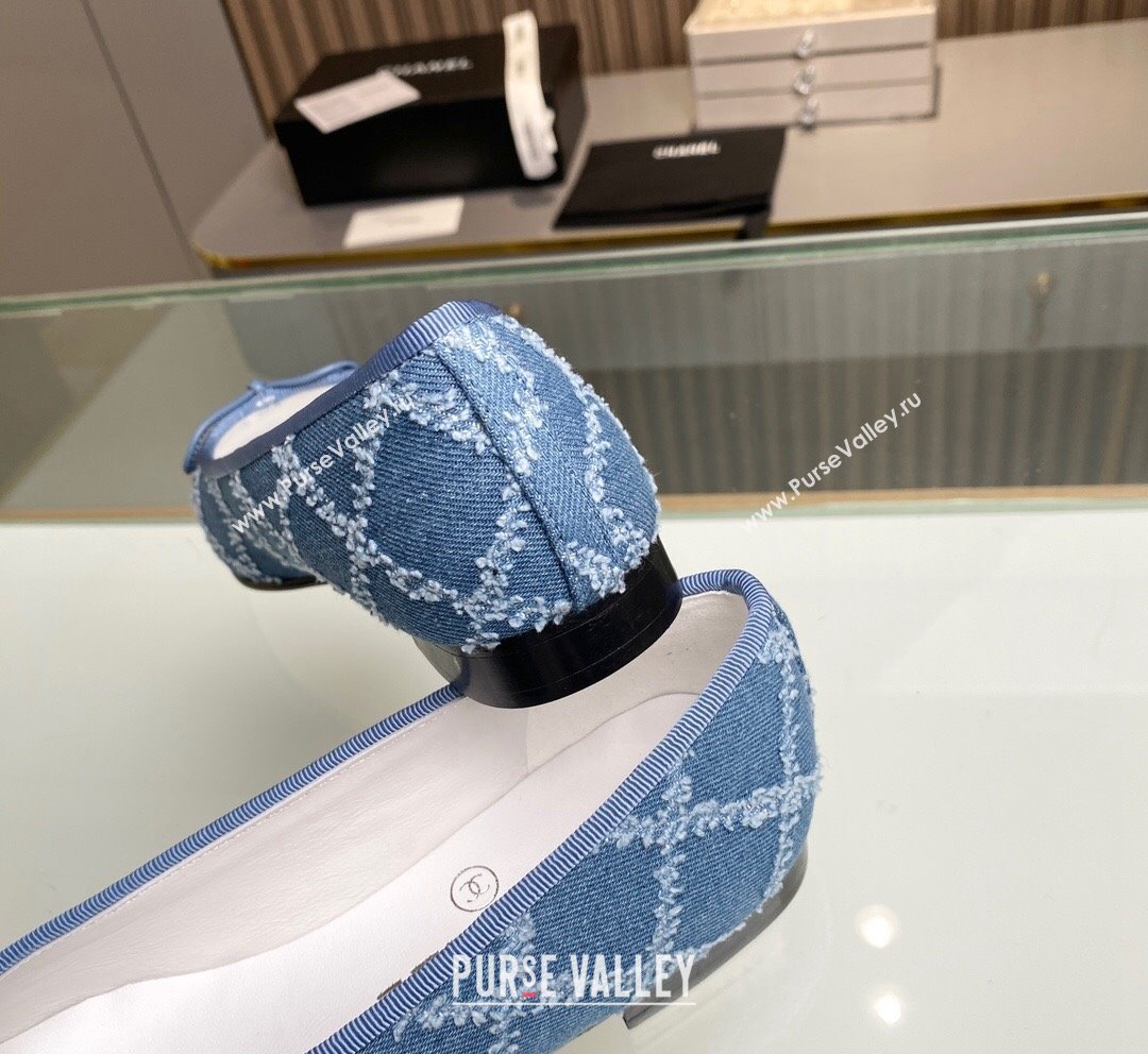 Chanel Quilted Denim Classic Ballet Flat Light Blue 2023 CH10141 (MD-231014053)