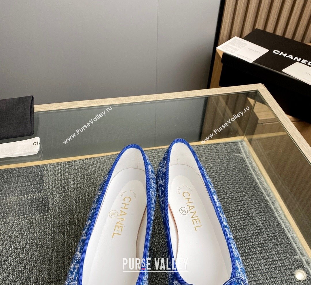 Chanel Tweed Grosgrain Classic Ballet Flat Blue 2023 CH10141 (MD-231014065)