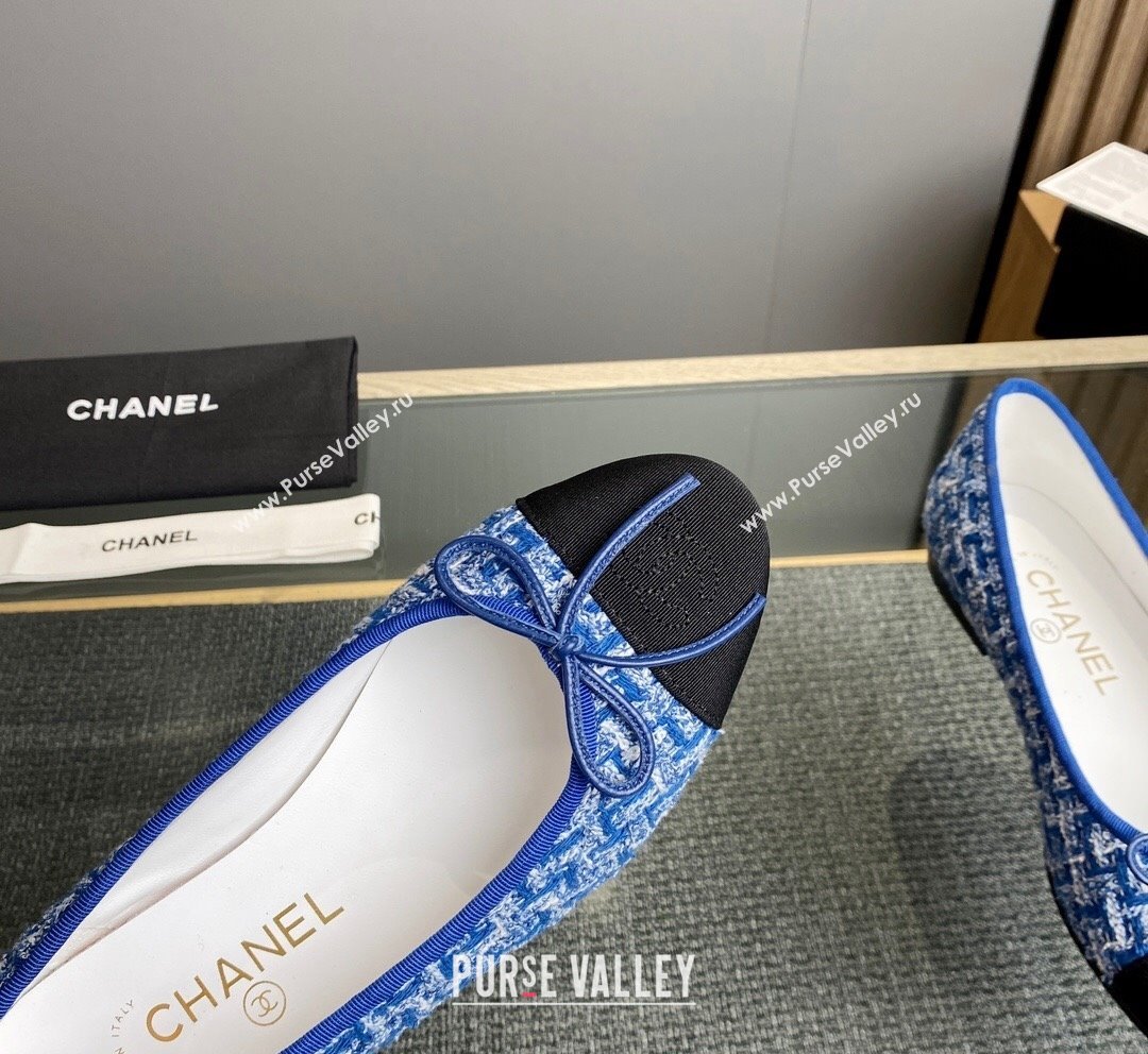 Chanel Tweed Grosgrain Classic Ballet Flat Blue 2023 CH10141 (MD-231014065)