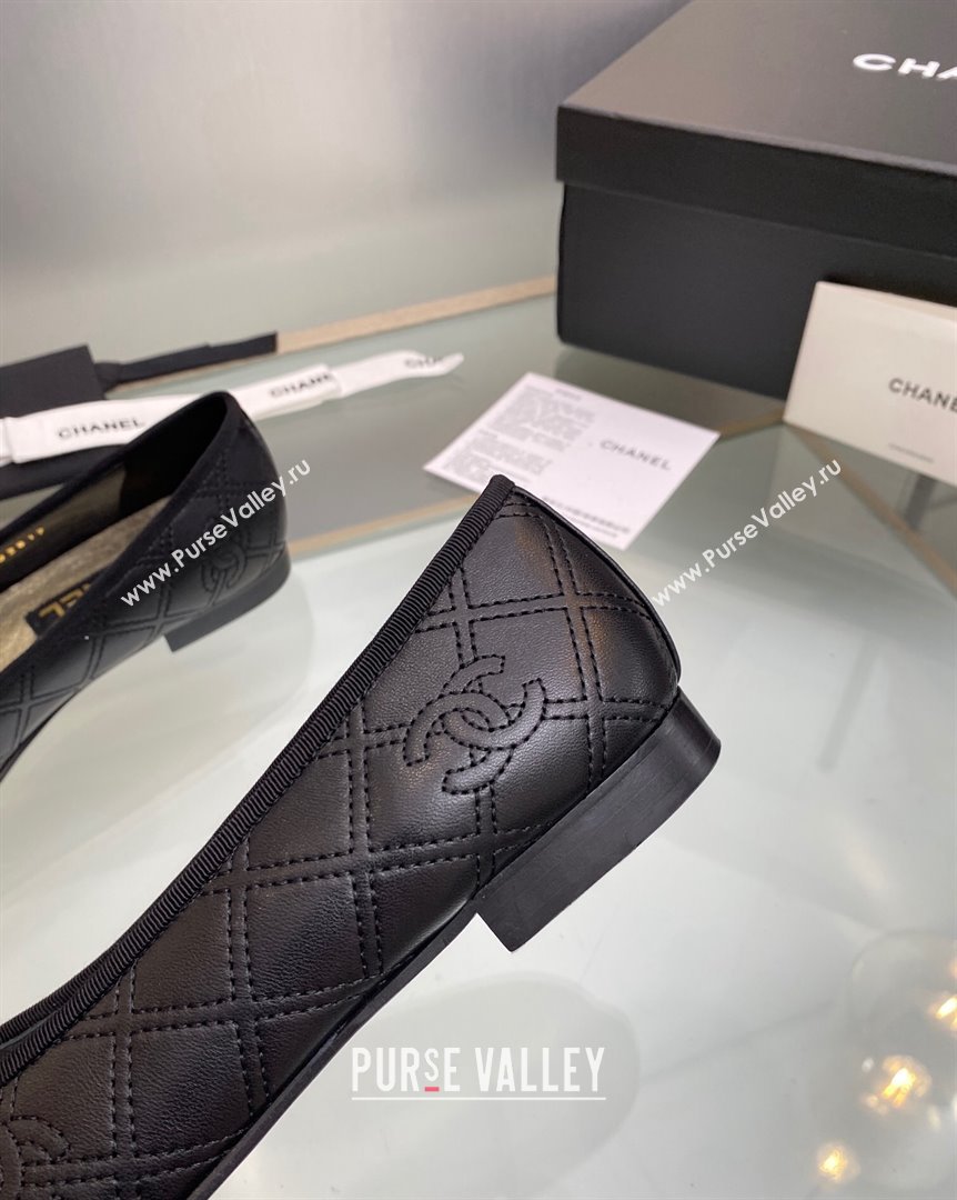 Chanel CC Quilted Calfskin Classic Ballet Flat Black 2023 CH10141 (MD-231014074)