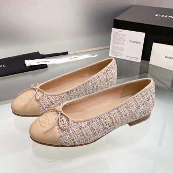 Chanel Tweed Leather Classic Ballet Flat Nude 1 2023 CH10141 (MD-231014075)