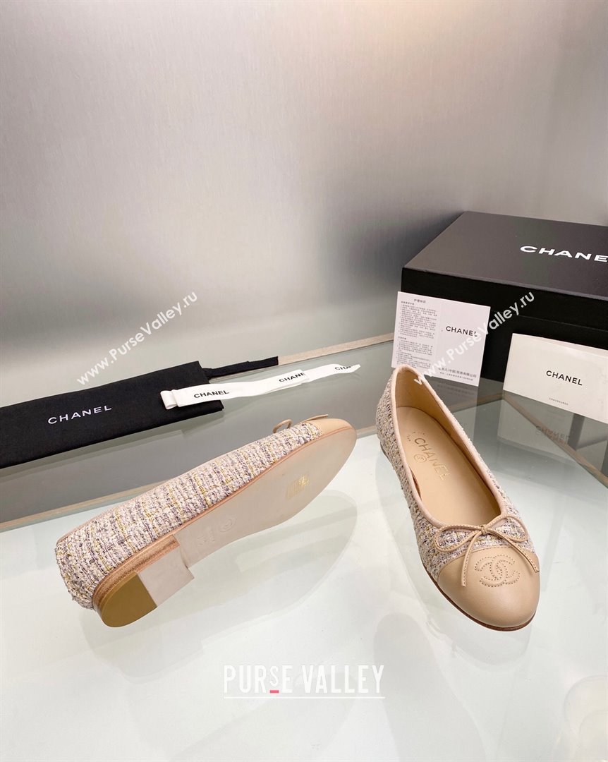 Chanel Tweed Leather Classic Ballet Flat Nude 1 2023 CH10141 (MD-231014075)