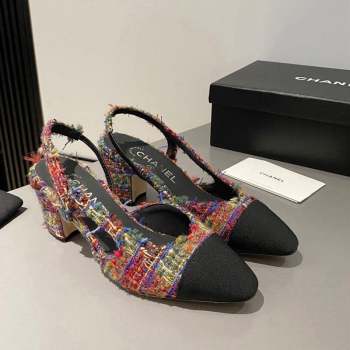 Chanel Tweed Classic Slingback Pumps 6cm Multicolor 2023 CH10161 (MD-231016015)