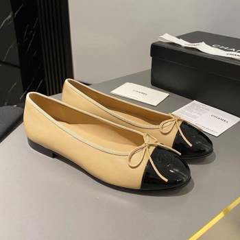 Chanel Leather Classic Ballet Flat Beige Black 2023 2 CH10141 (MD-231016010)