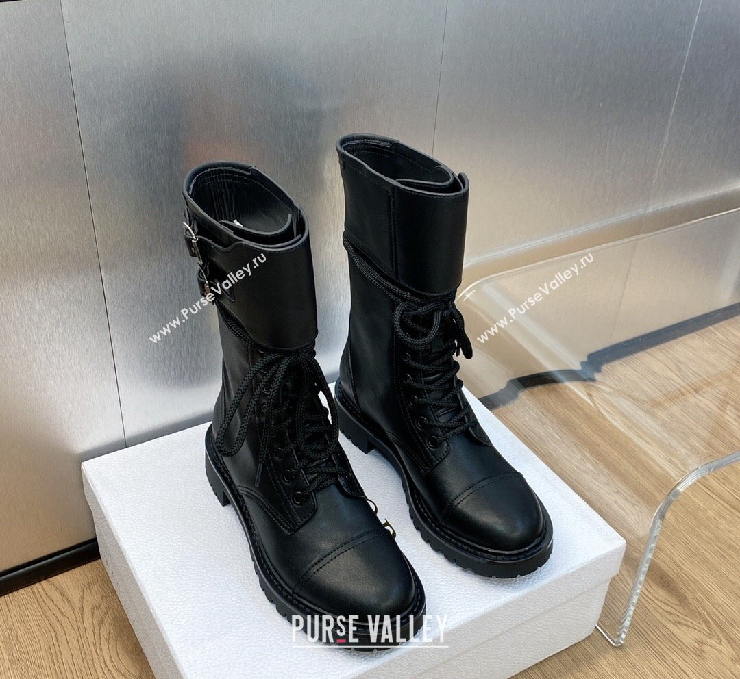 Dior D-Trap Ankle Boots in Calfskin and Shearling Black 2023 (JC-231016032)