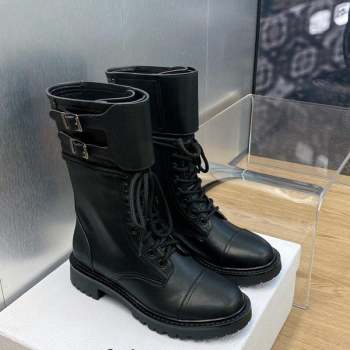 Dior D-Trap Ankle Boots in Calfskin and Shearling Black 2023 (JC-231016032)