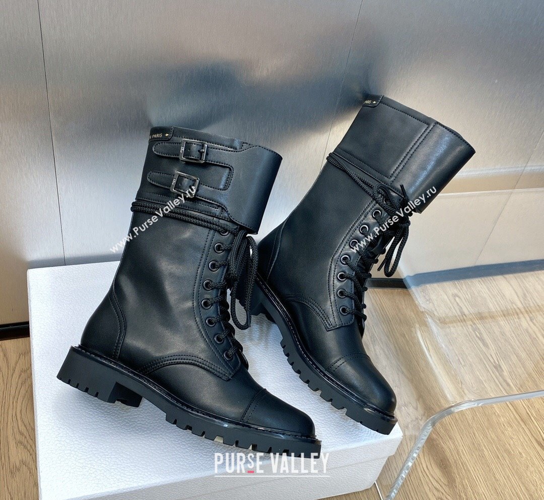 Dior D-Trap Ankle Boots in Calfskin and Shearling Black 2023 (JC-231016032)