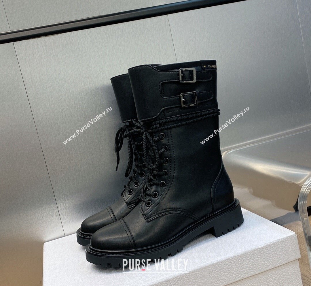 Dior D-Trap Ankle Boots in Calfskin and Shearling Black 2023 (JC-231016032)