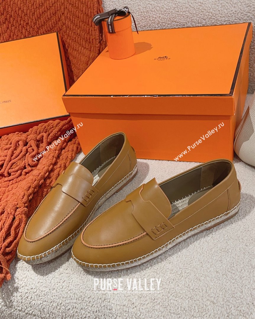 Hermes Trip Espadrilles Flat in Calfskin Brown 2023 (MD-231014029)