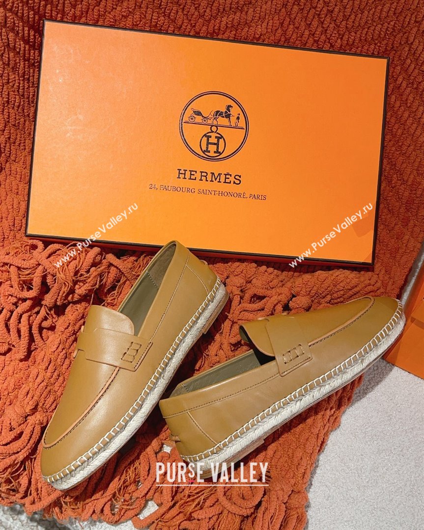 Hermes Trip Espadrilles Flat in Calfskin Brown 2023 (MD-231014029)