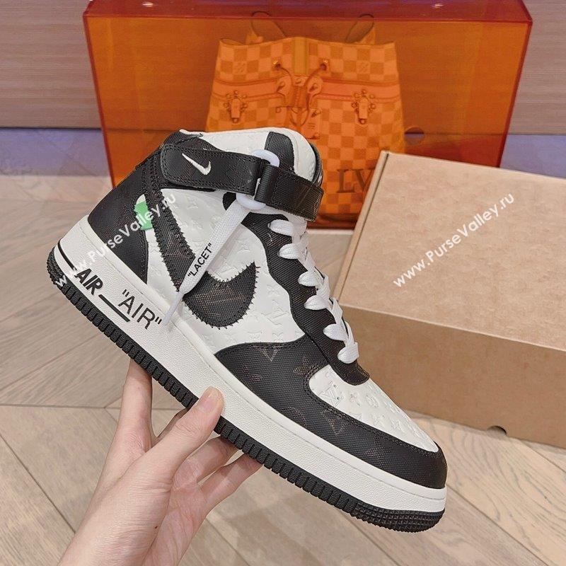 Louis Vuitton and Nike Air Jordan AJ1 High-top Sneakers in Leather and Canvas Black White 2023 (MD-231016124)