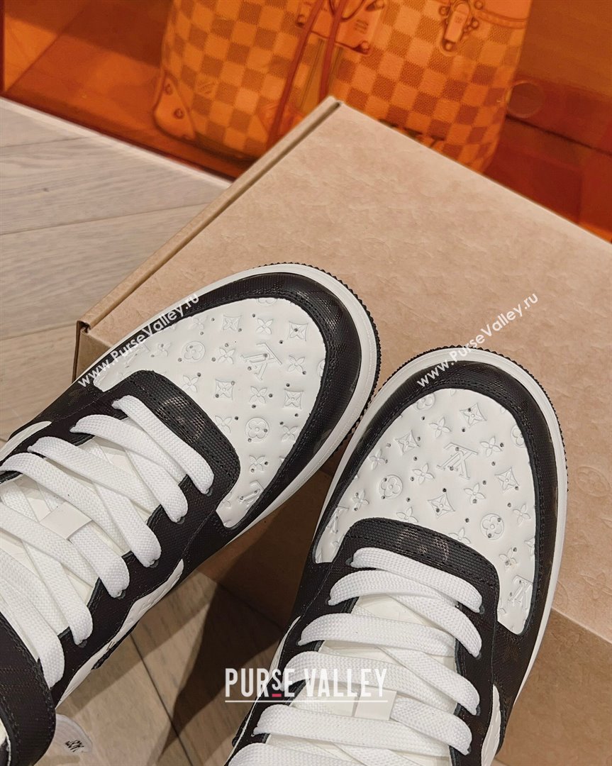 Louis Vuitton and Nike Air Jordan AJ1 High-top Sneakers in Leather and Canvas Black White 2023 (MD-231016124)