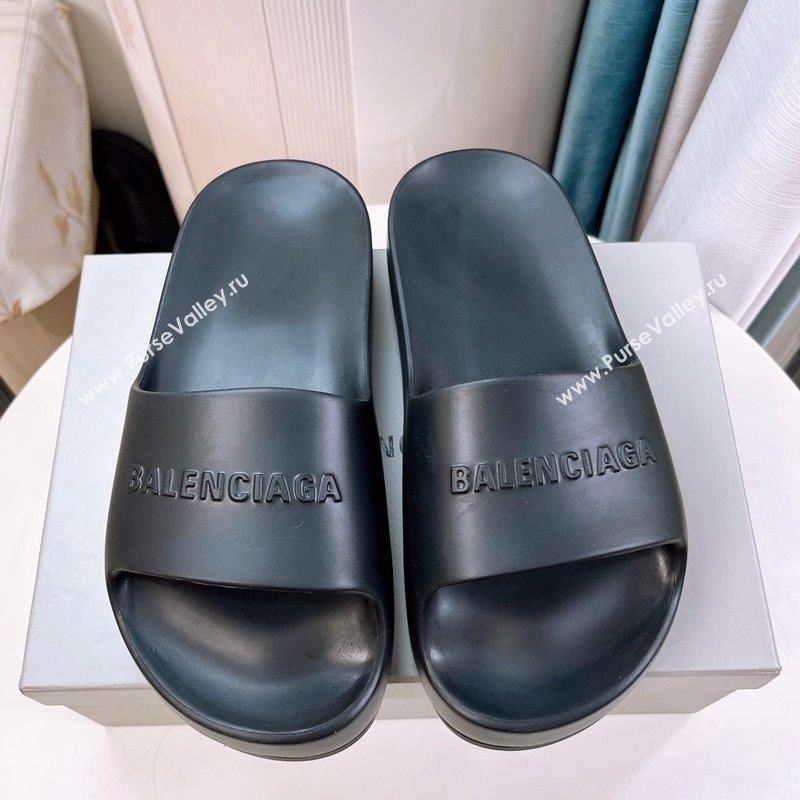 Balenciaga Rubber Platform Slide Sandals Black 2023 BL10261 (GDX-231026059)