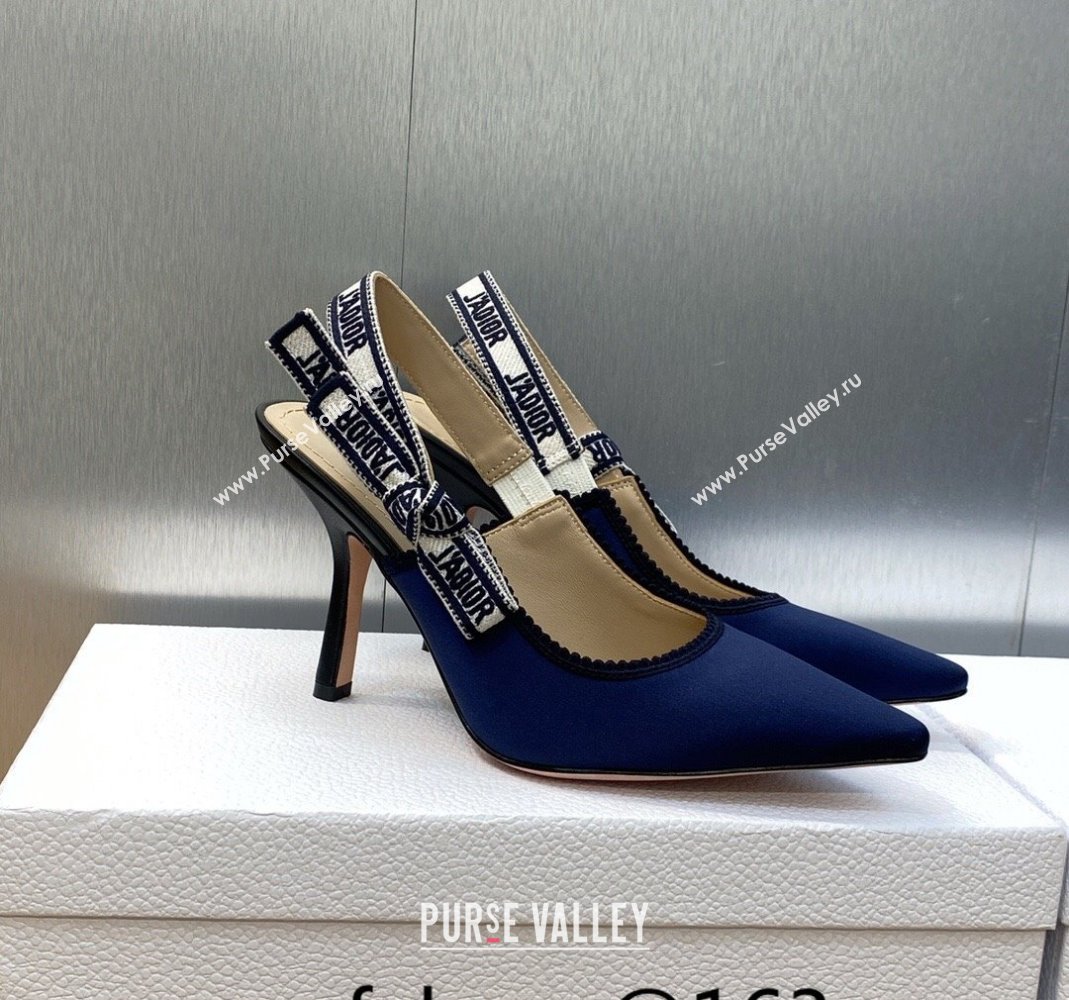 Dior JAdior Slingback Pumps 9.5cm in Purple Embroidered Satin and Cotton 2023 (JC-231026090)