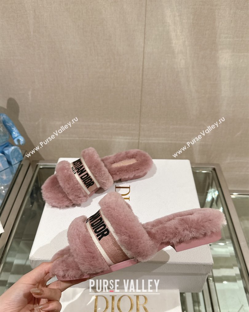 Dior Wool Flat Slide Sandals Pink 2023 DR10261 (MD-231026101)