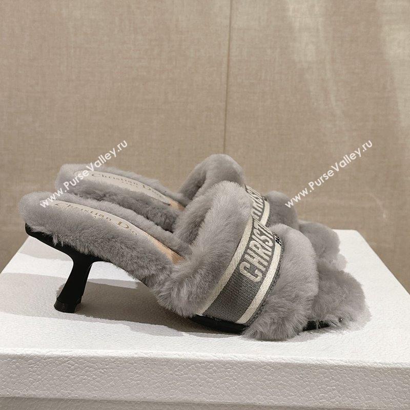 Dior Wool Heel Slide Sandals 6.5cm Grey 2023 DR10261 (MD-231026102)