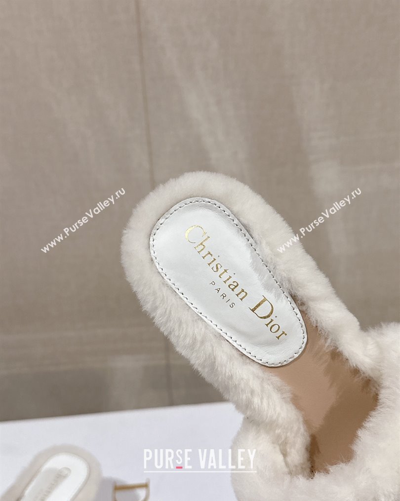 Dior Wool Heel Slide Sandals 6.5cm White 2023 DR10261 (MD-231026103)