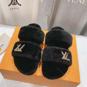 Louis Vuitton LV Sunset Comfort Flat Slide Sandals in Wool Black 2023 1AC716 (MD-231026117)