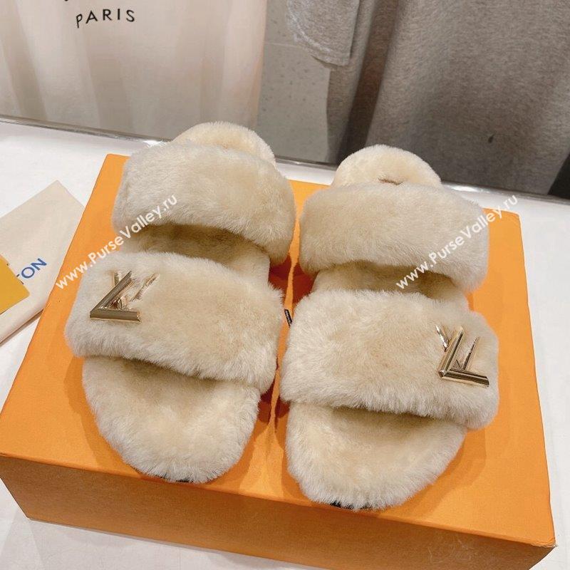 Louis Vuitton LV Sunset Comfort Flat Slide Sandals in Wool Beige 2023 1AC716 (MD-231026121)