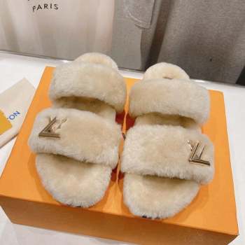 Louis Vuitton LV Sunset Comfort Flat Slide Sandals in Wool Beige 2023 1AC716 (MD-231026121)