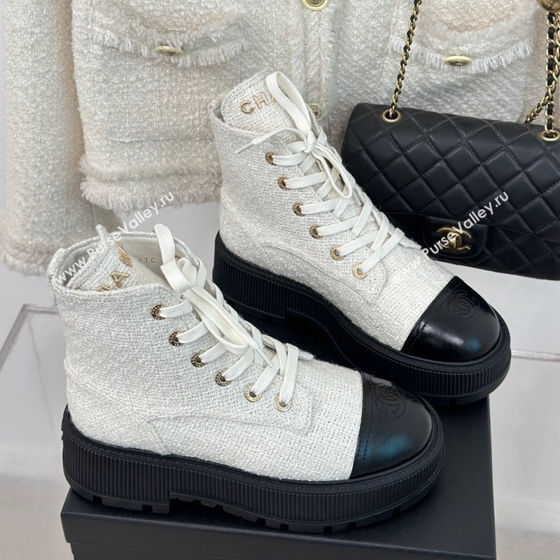 Chanel Tweed Platform Ankle Boots 5cm White 2023 CH08102 (MD-231106051)