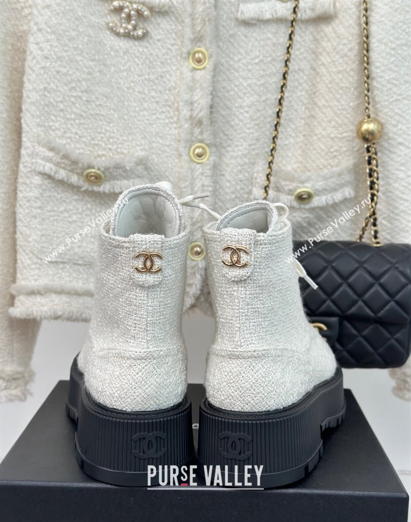 Chanel Tweed Platform Ankle Boots 5cm White 2023 CH08102 (MD-231106051)