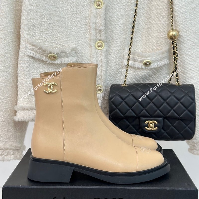 Chanel Calfskin Ankle Boots 3cm with CC Beige 2023 CH11061 (MD-231106053)