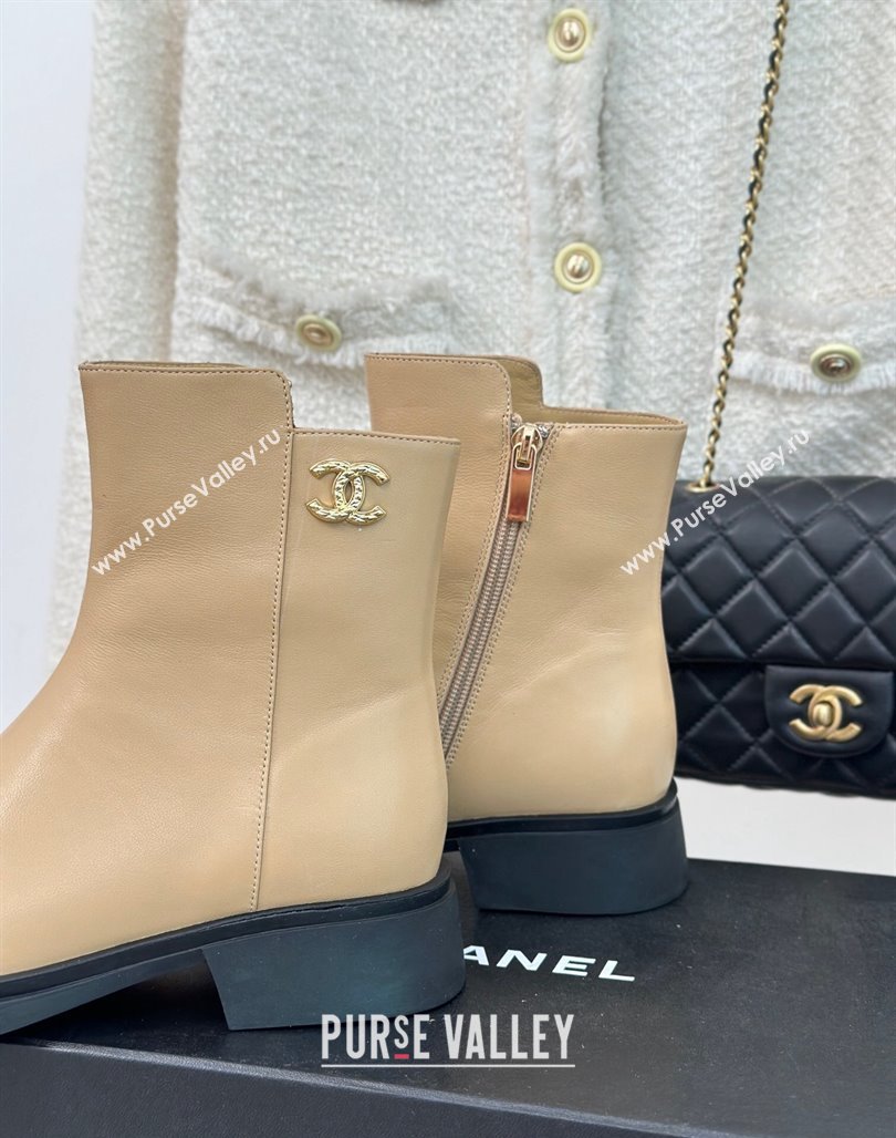 Chanel Calfskin Ankle Boots 3cm with CC Beige 2023 CH11061 (MD-231106053)