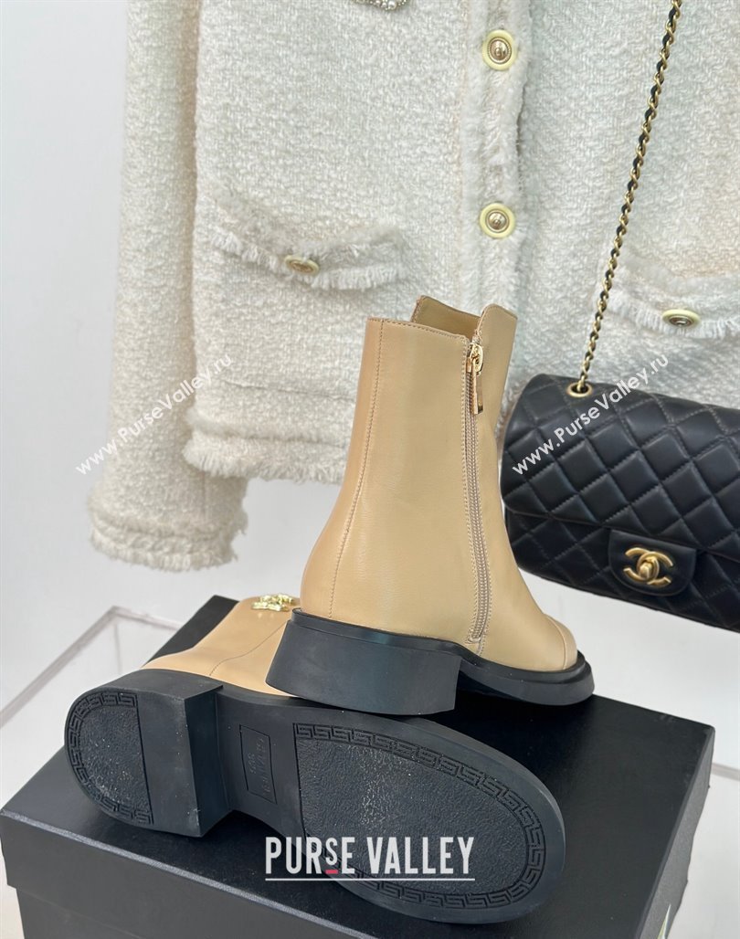 Chanel Calfskin Ankle Boots 3cm with CC Beige 2023 CH11061 (MD-231106053)