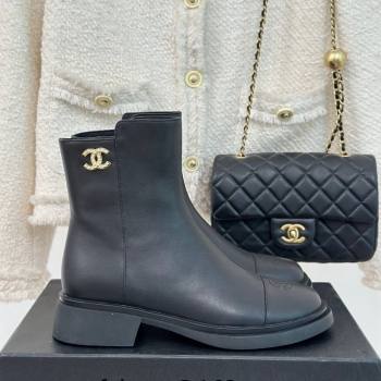 Chanel Calfskin Ankle Boots 3cm with CC Black 2023 CH11061 (MD-231106054)