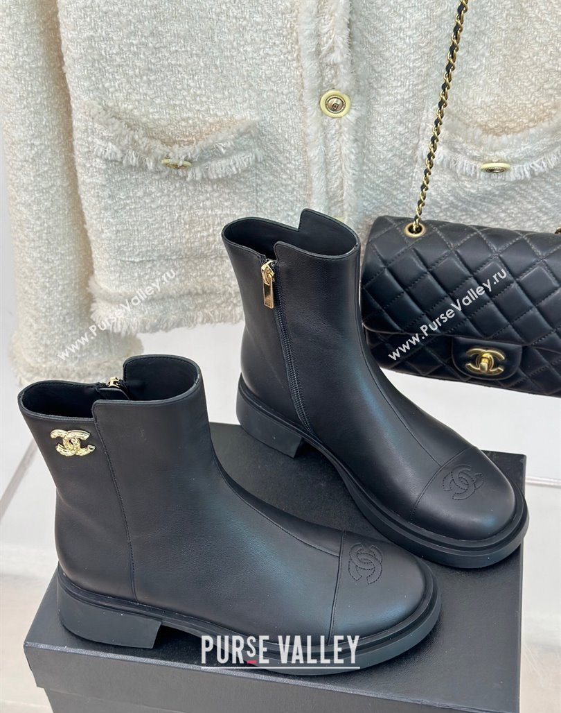 Chanel Calfskin Ankle Boots 3cm with CC Black 2023 CH11061 (MD-231106054)