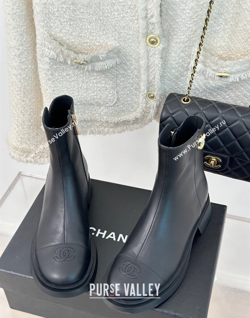 Chanel Calfskin Ankle Boots 3cm with CC Black 2023 CH11061 (MD-231106054)