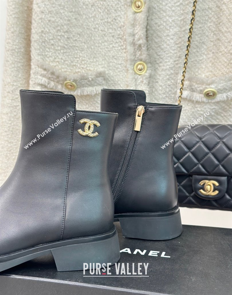 Chanel Calfskin Ankle Boots 3cm with CC Black 2023 CH11061 (MD-231106054)