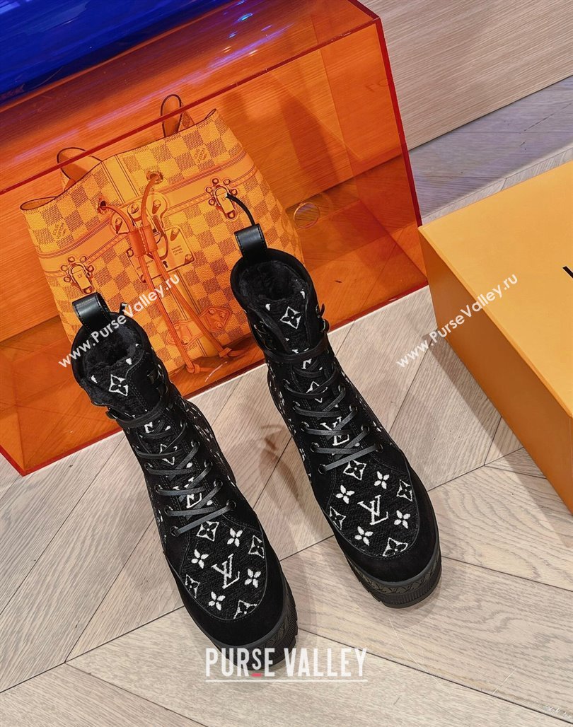 Louis Vuitton Laureate Platform Desert Boots in Monogram Wool Black 2023 1AC7M0 (MD-231106065)