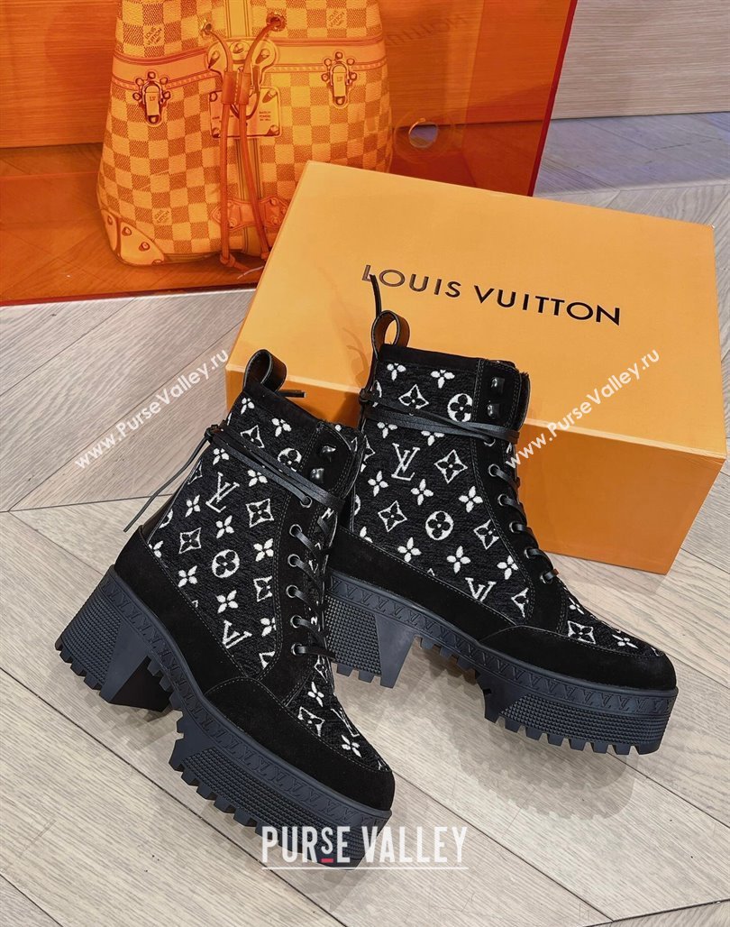 Louis Vuitton Laureate Platform Desert Boots in Monogram Wool Black 2023 1AC7M0 (MD-231106065)