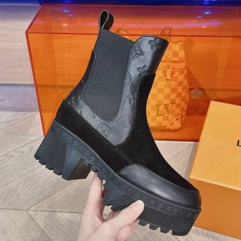 Louis Vuitton Laureate Platform Chelsea Boots in Suede and Monogram Leather Black 2023 1AC7W0 (MD-231106066)