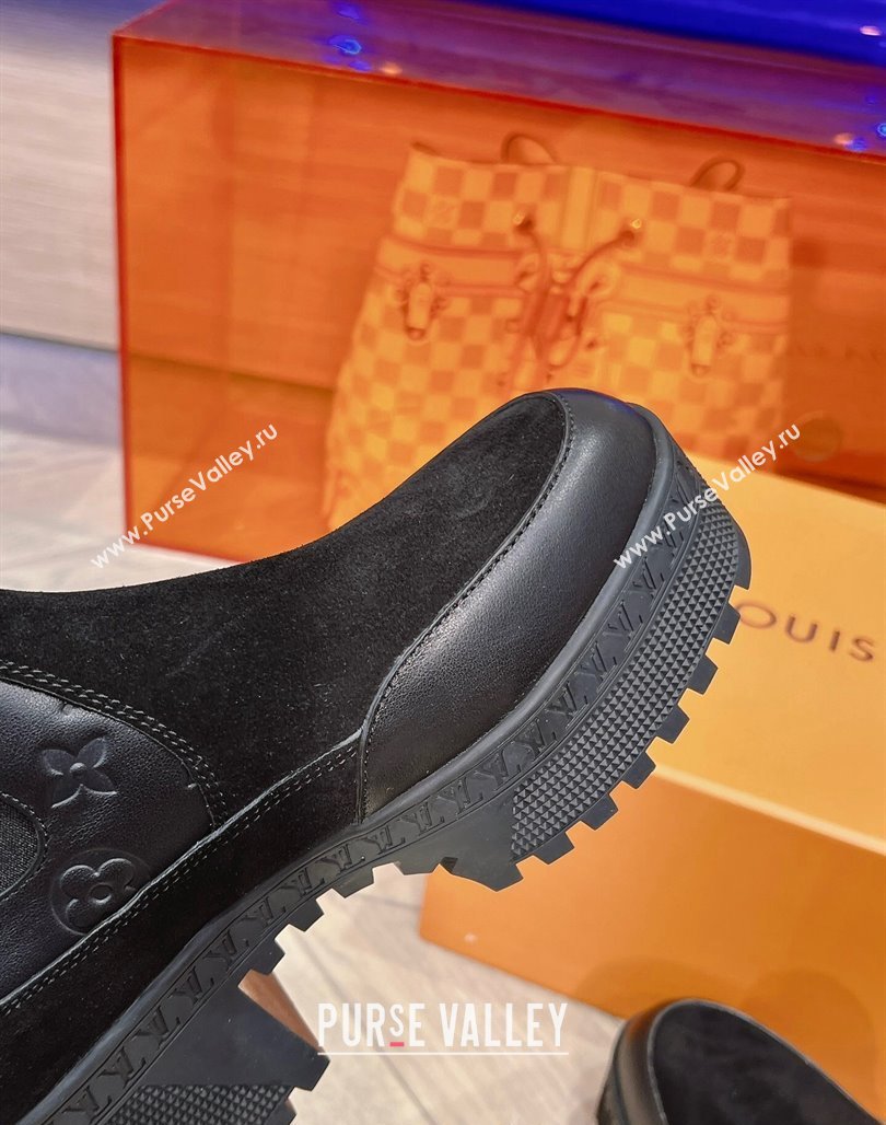 Louis Vuitton Laureate Platform Chelsea Boots in Suede and Monogram Leather Black 2023 1AC7W0 (MD-231106066)