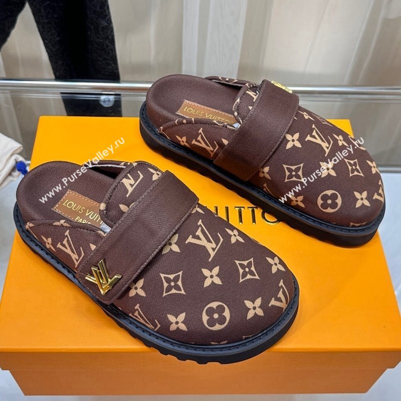 Louis Vuitton LV Cosy Flat Comfort Clog Mules in Monogram Wool Brown 2023 LV11061 (MD-231106068)