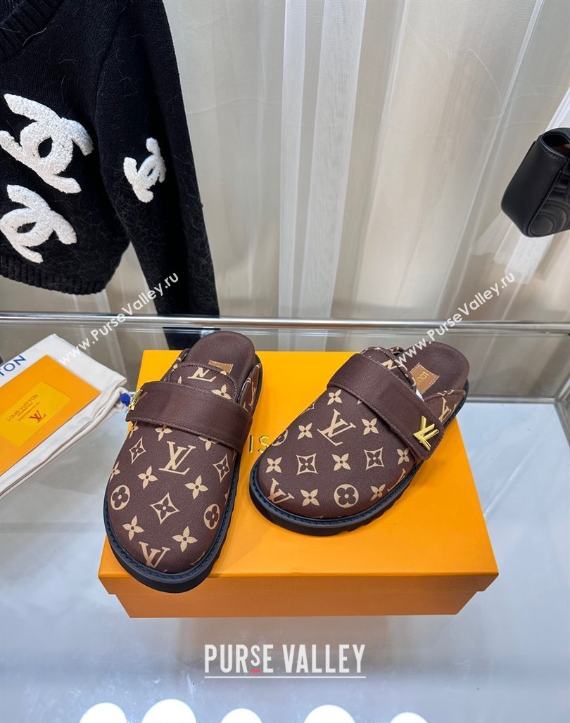 Louis Vuitton LV Cosy Flat Comfort Clog Mules in Monogram Wool Brown 2023 LV11061 (MD-231106068)